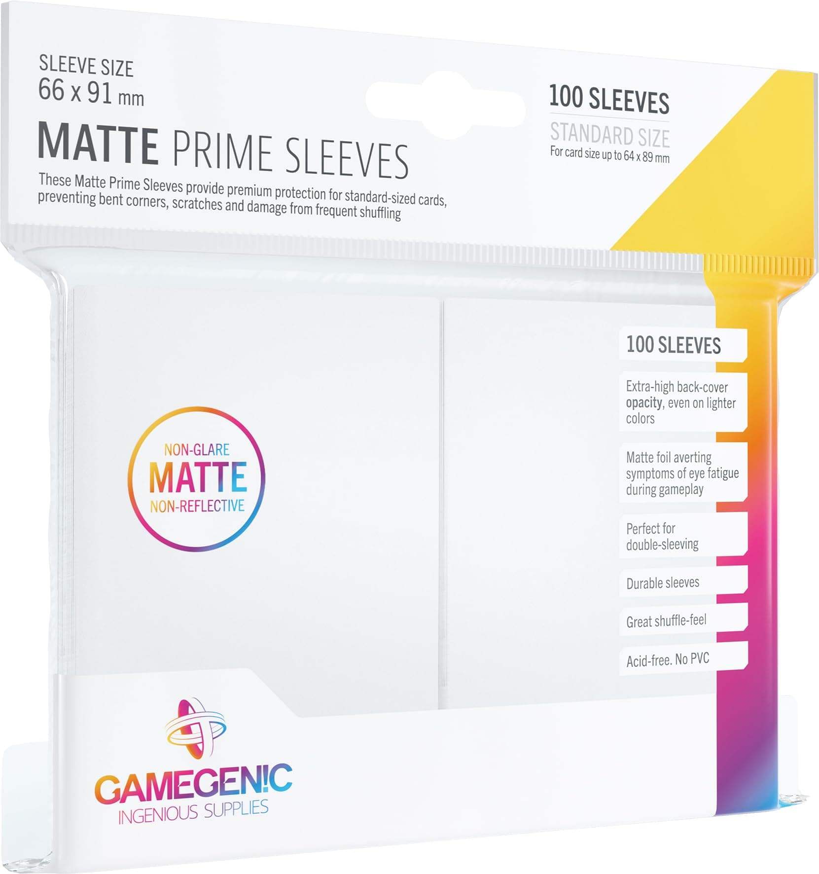 Gamegenic Matte Prime Sleeves Blanco (100 uds)